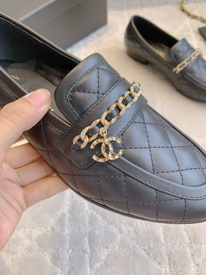 Chanel Rhinestone Chain Loafers