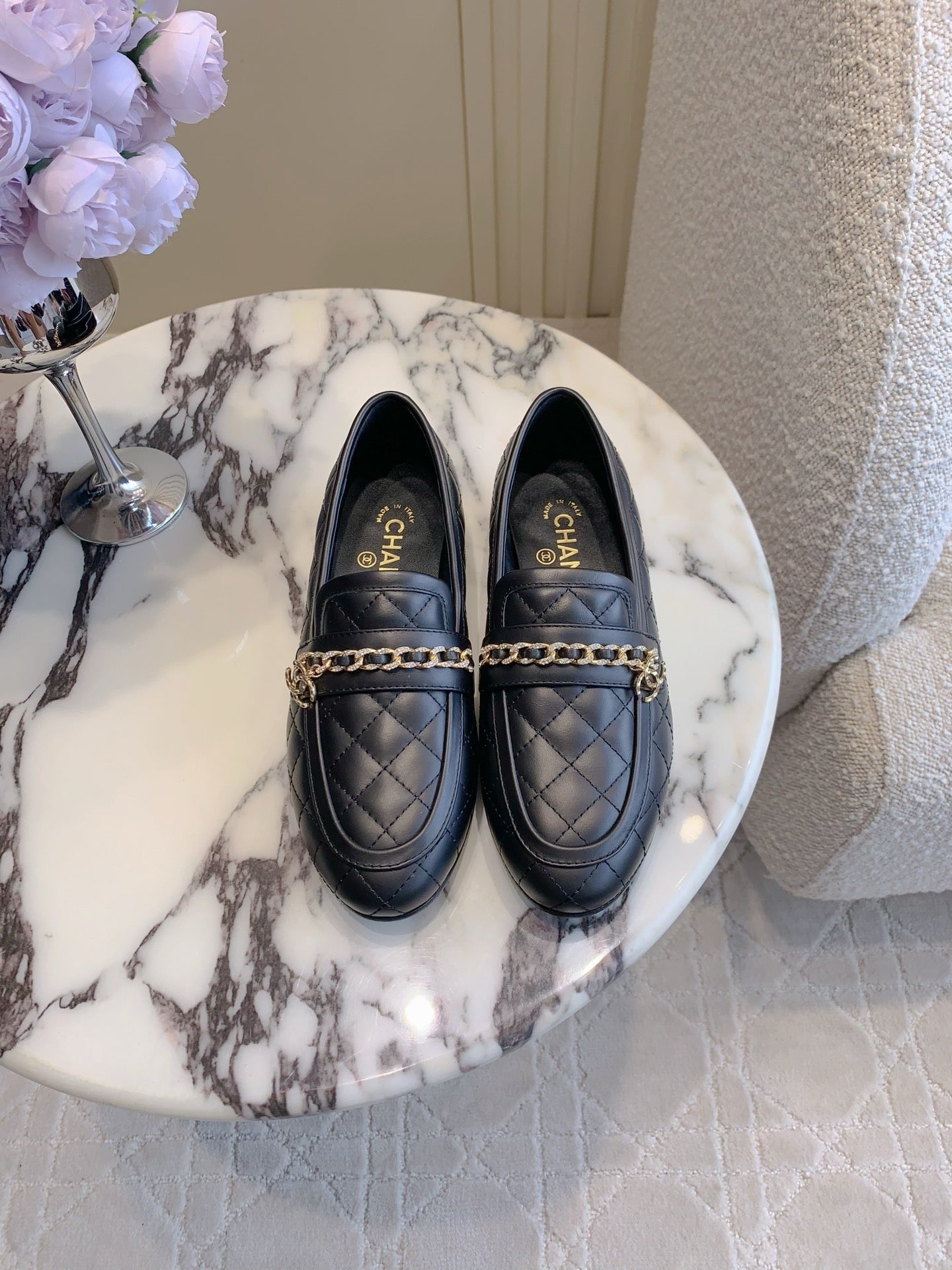Chanel Rhinestone Chain Loafers