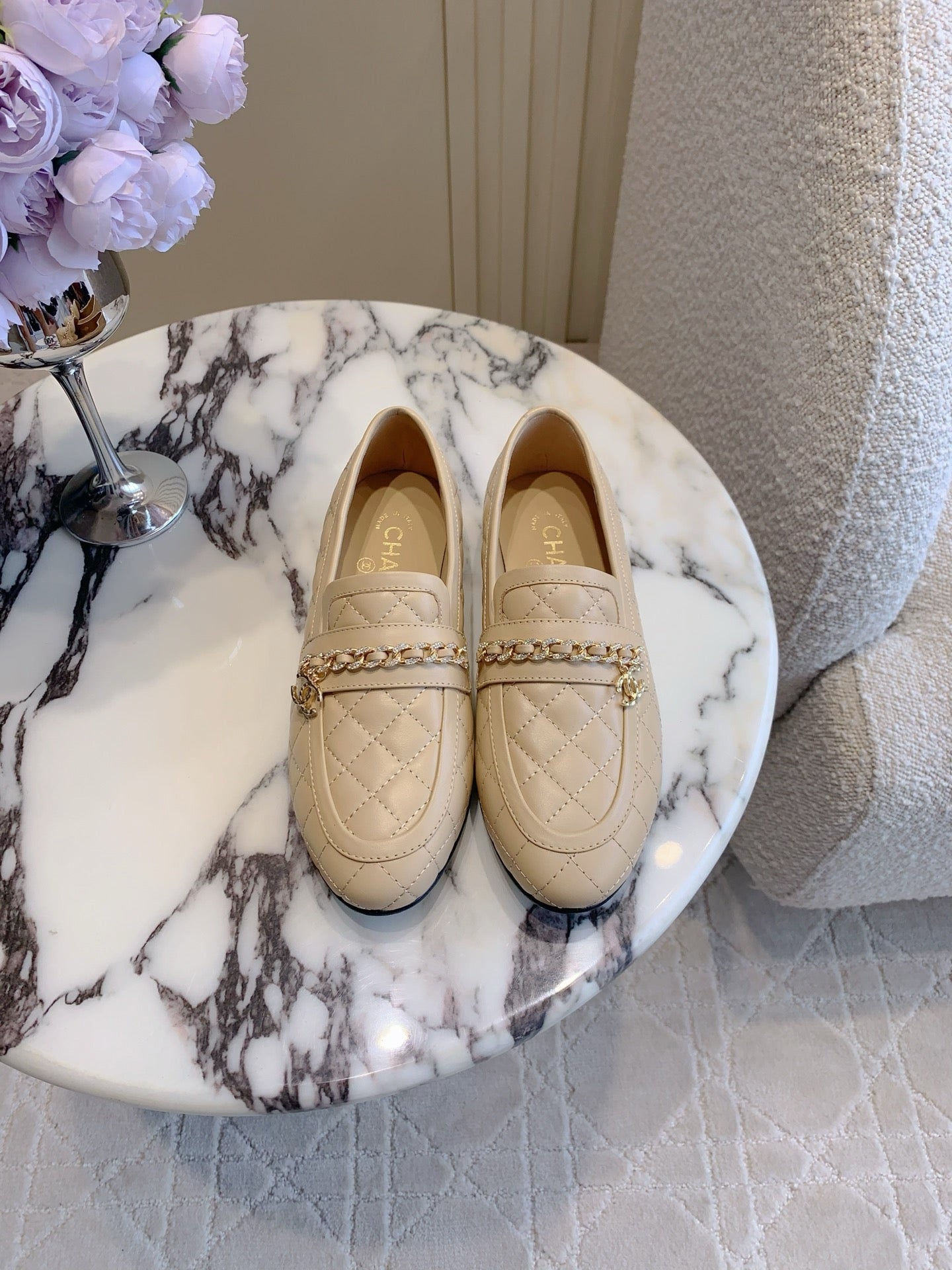 Chanel Rhinestone Chain Loafers