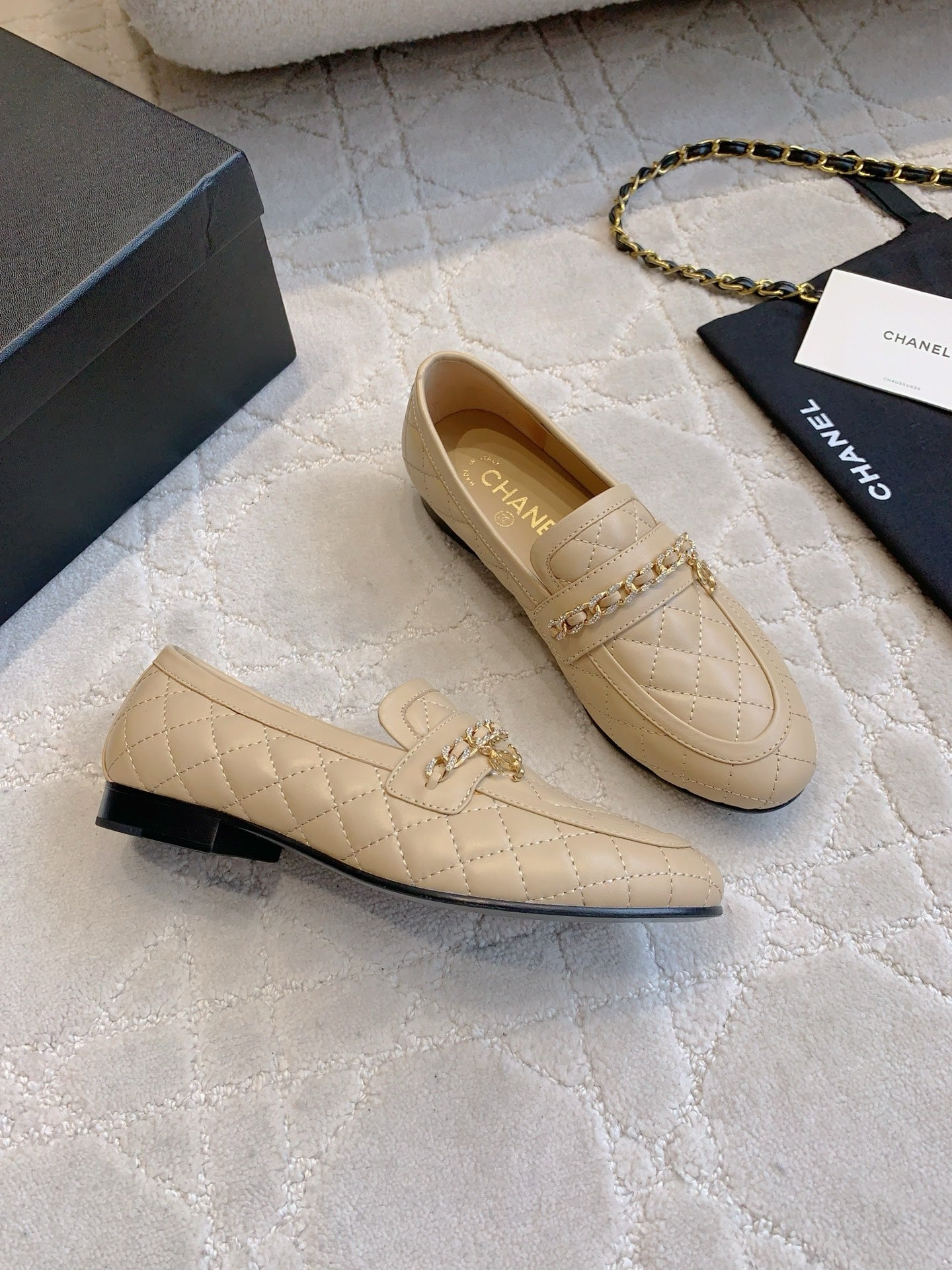 Chanel Rhinestone Chain Loafers