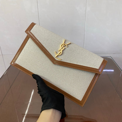 Saint Laurent Uptown Canvas Clutch Bag