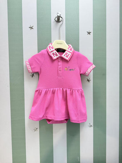 Fendi Lapel Baby Romper Dress – 2025SS