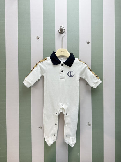 Gucci Collared Long Sleeve Baby Romper – 2025SS – Kids Collection