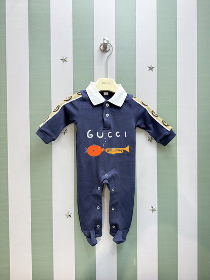 Gucci Collared Long Sleeve Baby Romper – 2025SS – Kids Collection