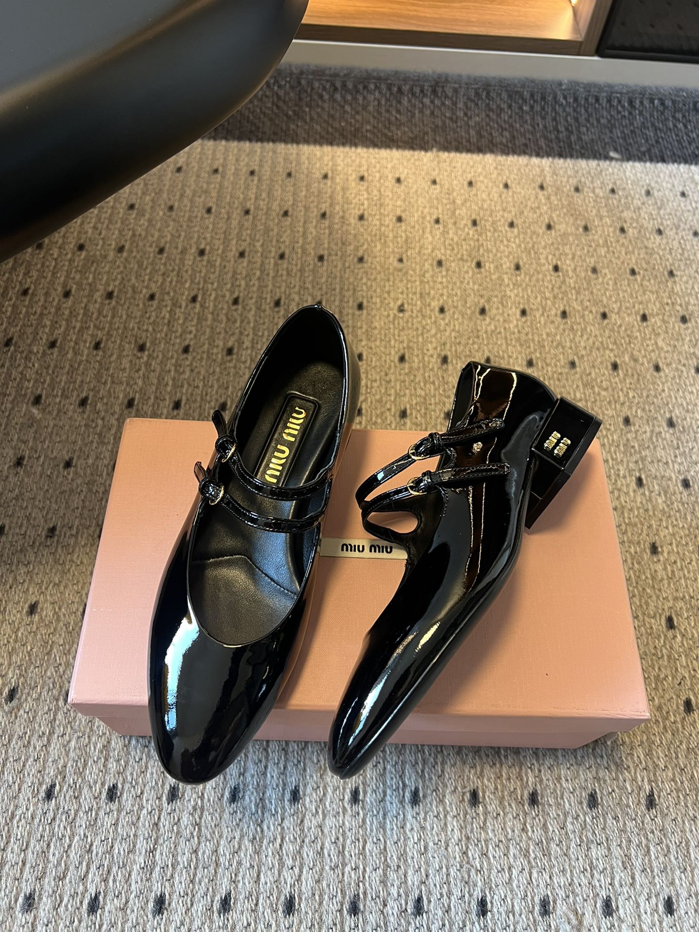 Miu Miu Pointed Toe Mary Jane Block Heels