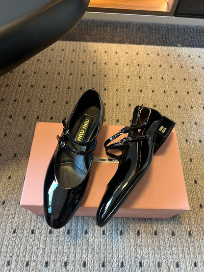 Miu Miu Pointed Toe Mary Jane Block Heels