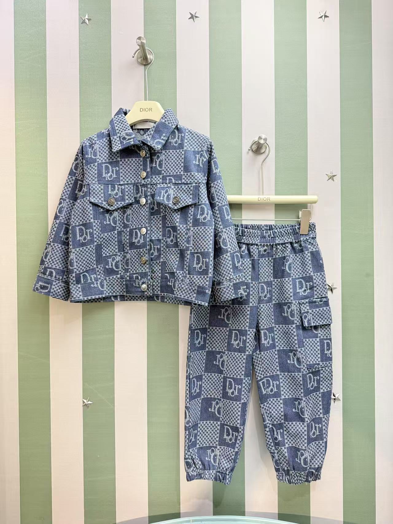 Dior Kids Two-Piece Set: Printed Jacket and Washed Denim Jeans – 2025SS – Kids Collection