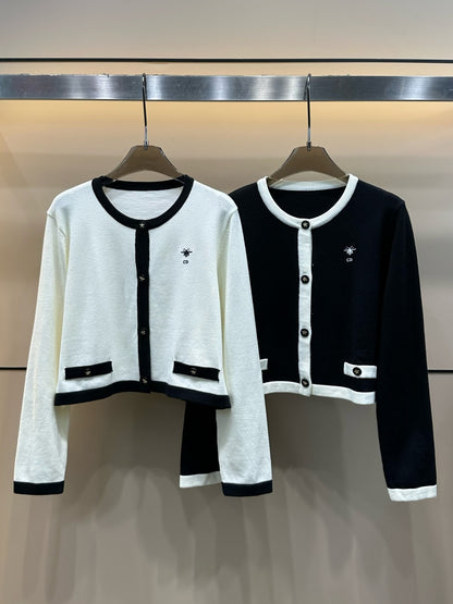 Dior CD Bee Embroidery Knit Cardigan