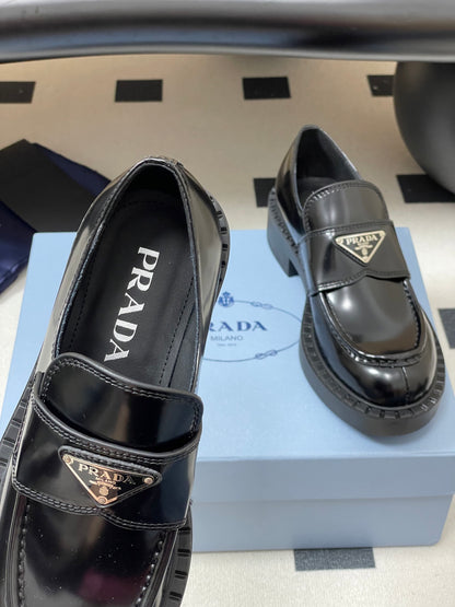 Prada Triangle Logo Platform Loafers