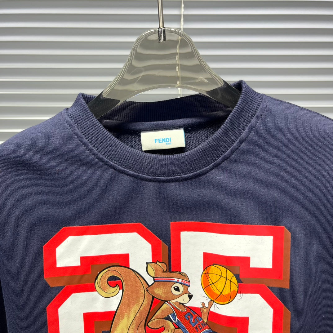 Fendi F Basketball Squirrel Graphic Sweatshirt – Kids Collection