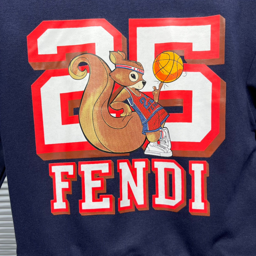 Fendi F Basketball Squirrel Graphic Sweatshirt – Kids Collection