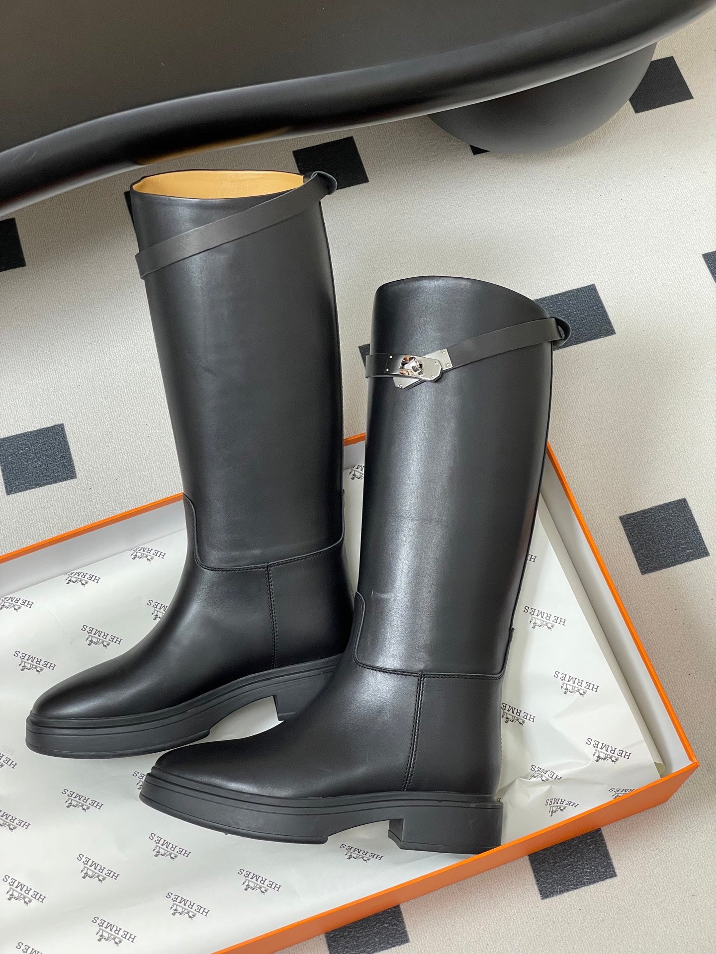 Hermès Jumping Kelly Buckle Knee-High Boots