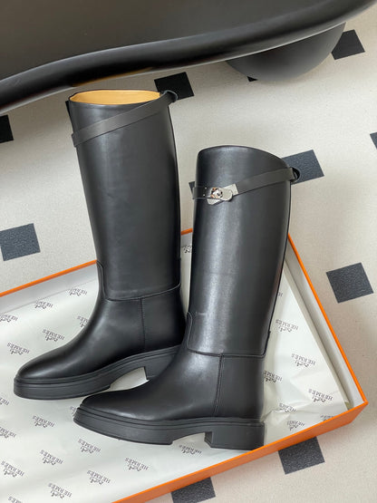 Hermès Jumping Kelly Buckle Knee-High Boots