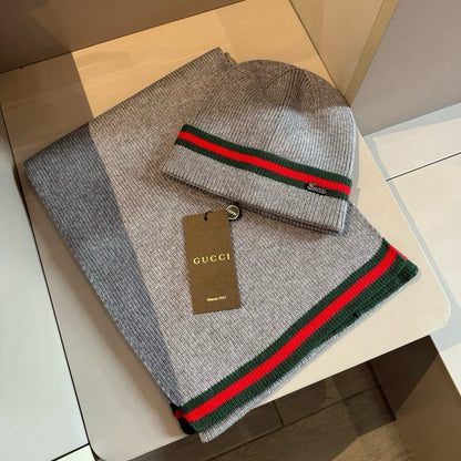 Gucci Classic Knitted Wool Scarf Hat Set – Men's