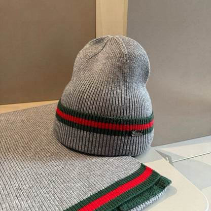Gucci Classic Knitted Wool Scarf Hat Set – Men's