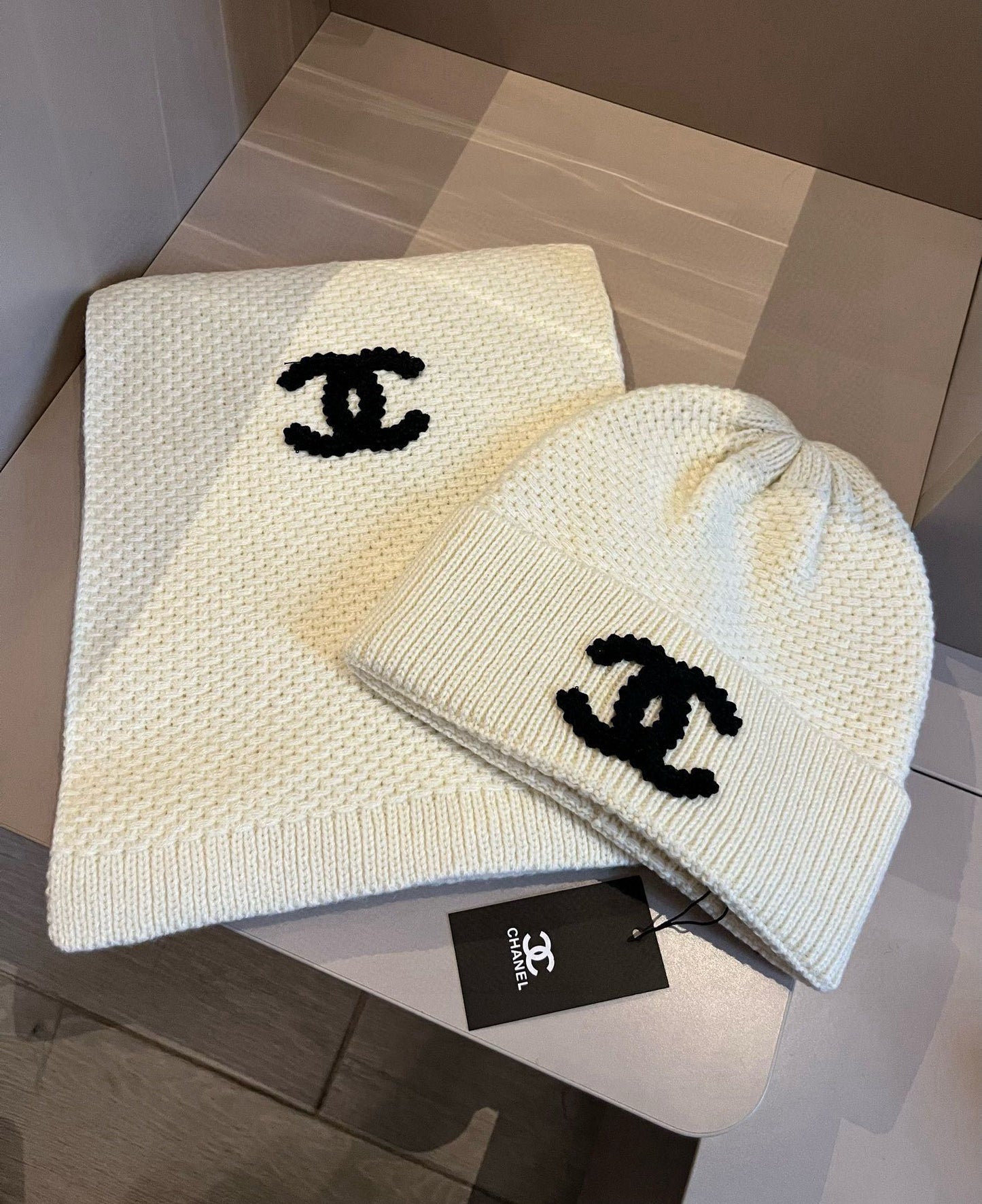 Chanel Scarf and Hat Set