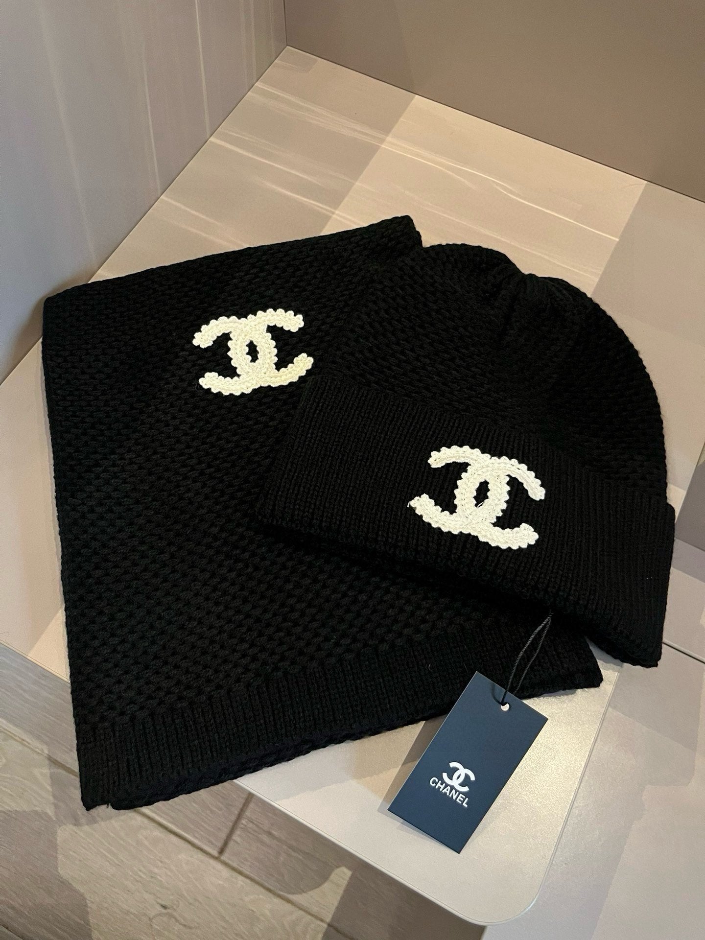 Chanel Scarf and Hat Set