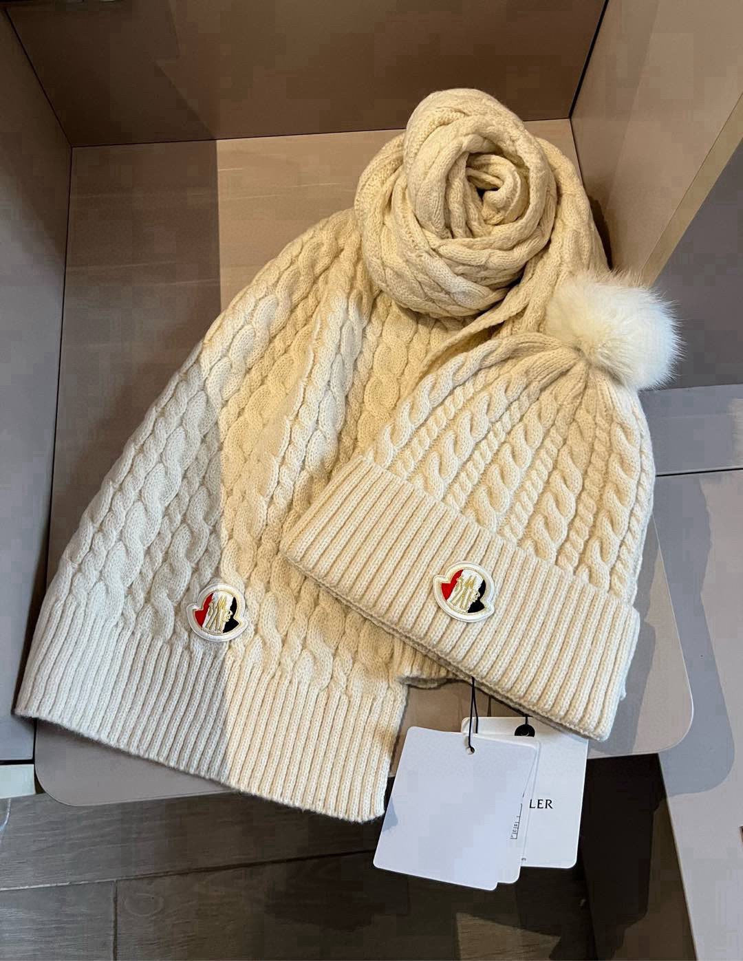 Moncler Knitted Scarf Hat Set