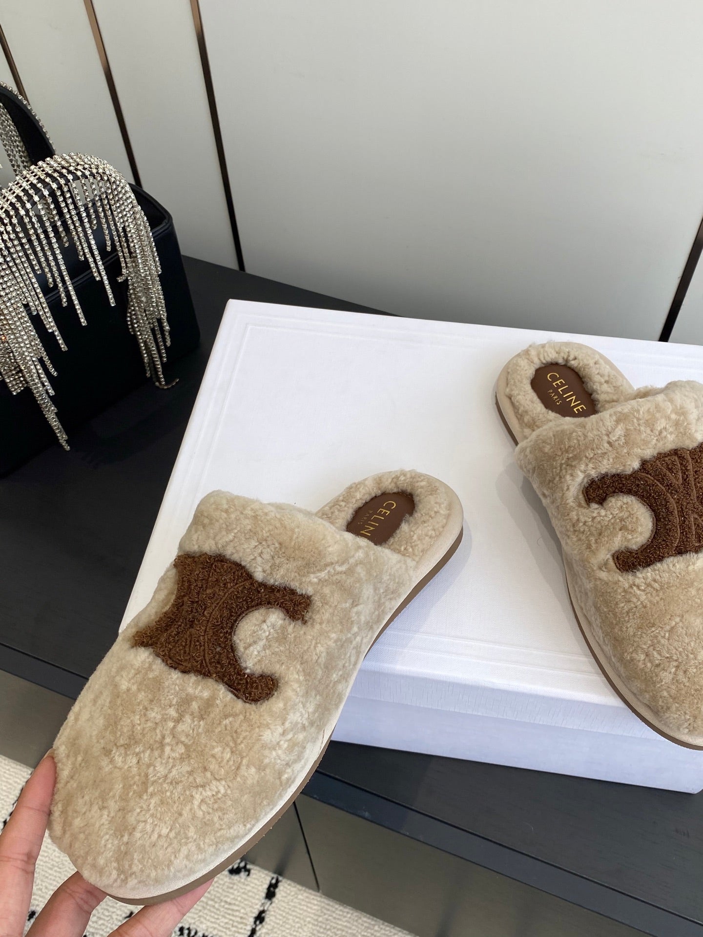 Celine Triomphe Wool Slippers – Autumn/Winter Collection