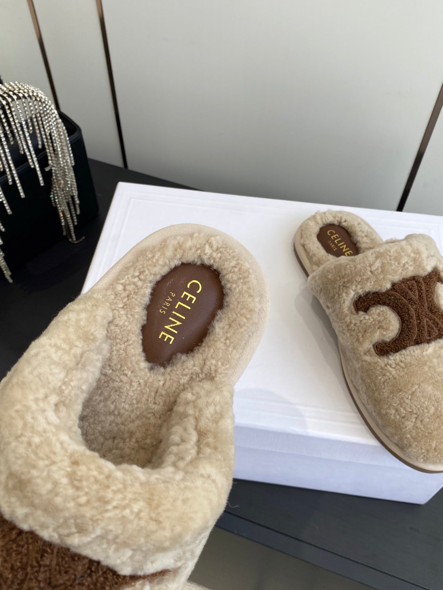 Celine Triomphe Wool Slippers – Autumn/Winter Collection