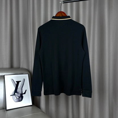 Moncler Classic Embroidered Long-Sleeve Polo Shirt