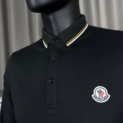Moncler Classic Embroidered Long-Sleeve Polo Shirt