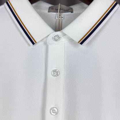Moncler Classic Striped Collar Embroidered Long Sleeve Polo Shirt – Spring/Autumn Collection