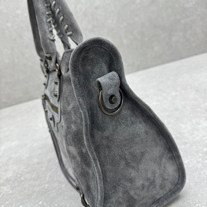Balenciaga Le City Medium Suede Shoulder Bag