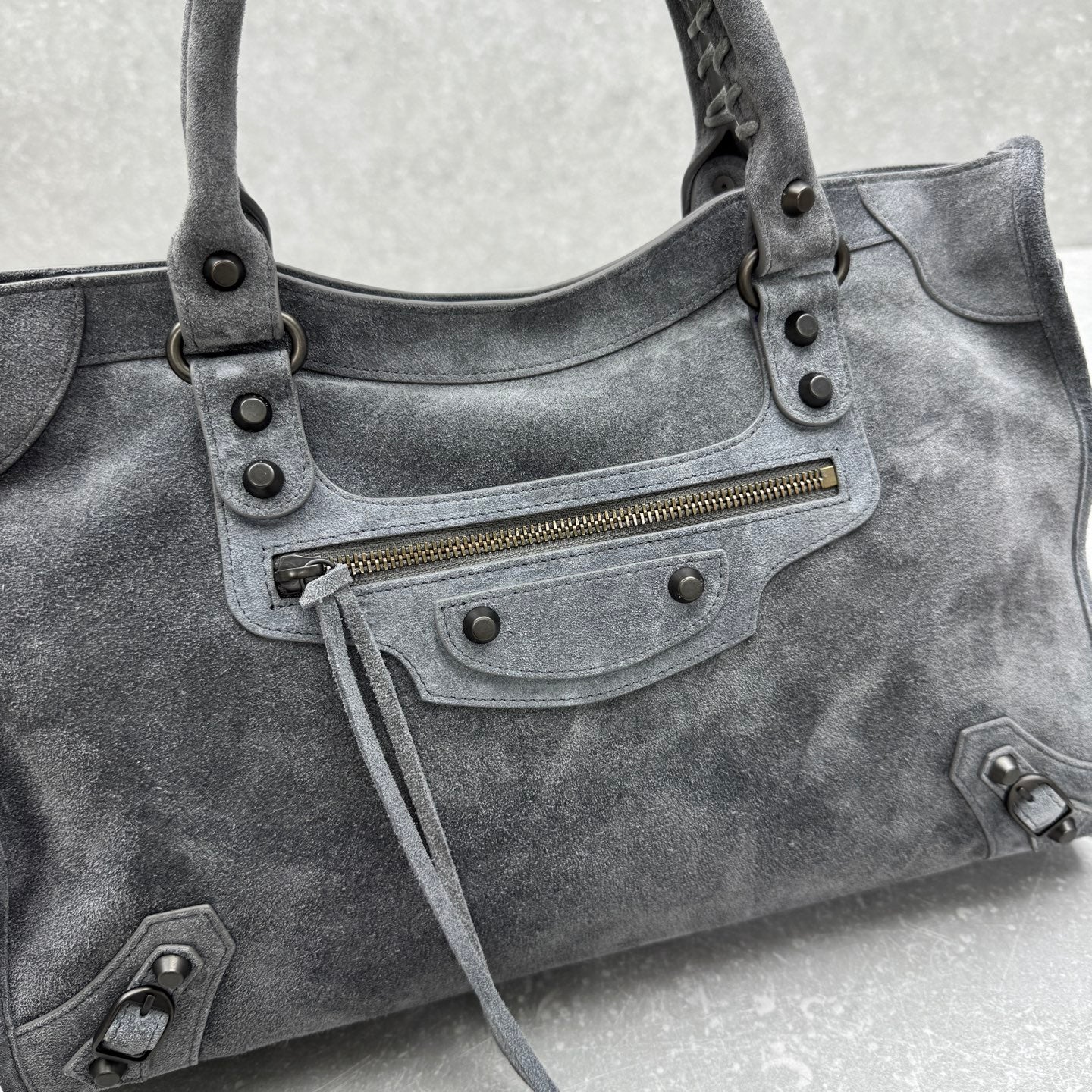Balenciaga Le City Medium Suede Shoulder Bag