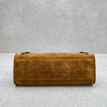 Balenciaga Le City Medium Suede Shoulder Bag