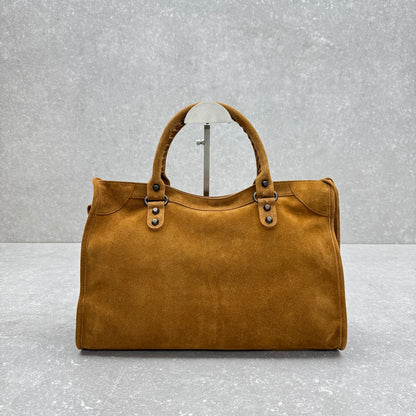Balenciaga Le City Medium Suede Shoulder Bag
