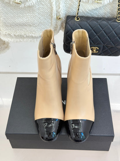 Chanel Classic Color-Block Pearl Heel Ankle Boots