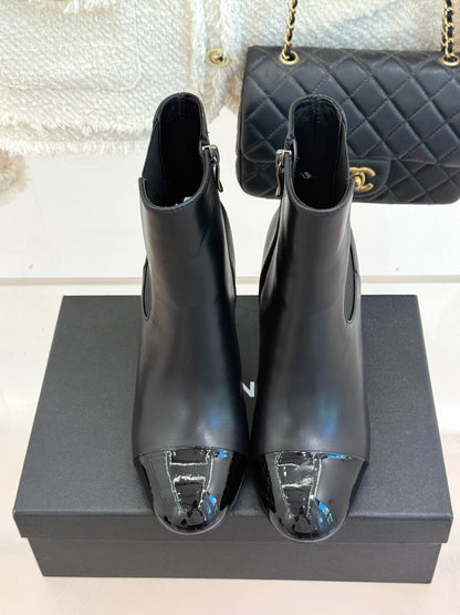 Chanel Classic Color-Block Pearl Heel Ankle Boots