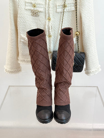 Chanel 25K Color-block Knit Sock Boots – Autumn/Winter Collection