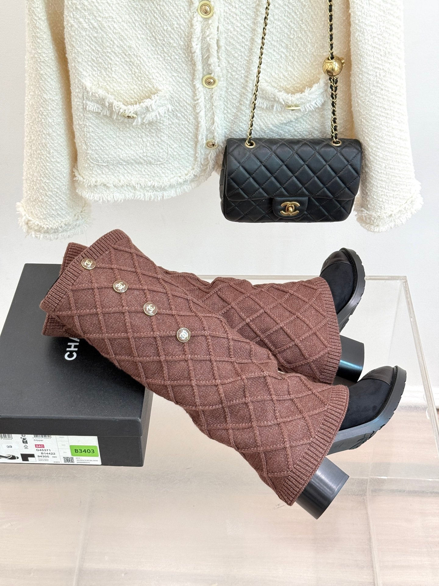 Chanel 25K Color-block Knit Sock Boots – Autumn/Winter Collection