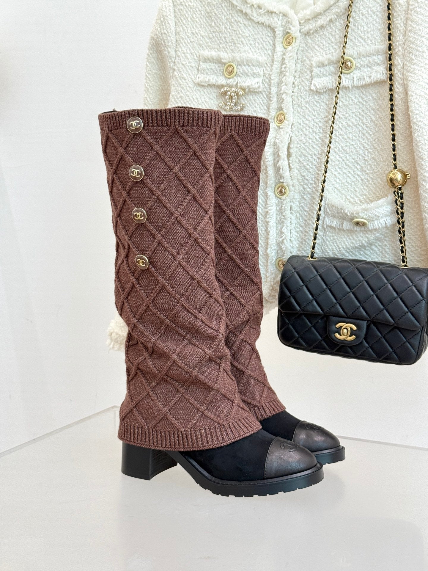 Chanel 25K Color-block Knit Sock Boots – Autumn/Winter Collection