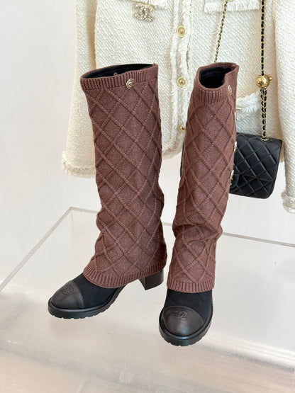 Chanel 25K Color-block Knit Sock Boots – Autumn/Winter Collection