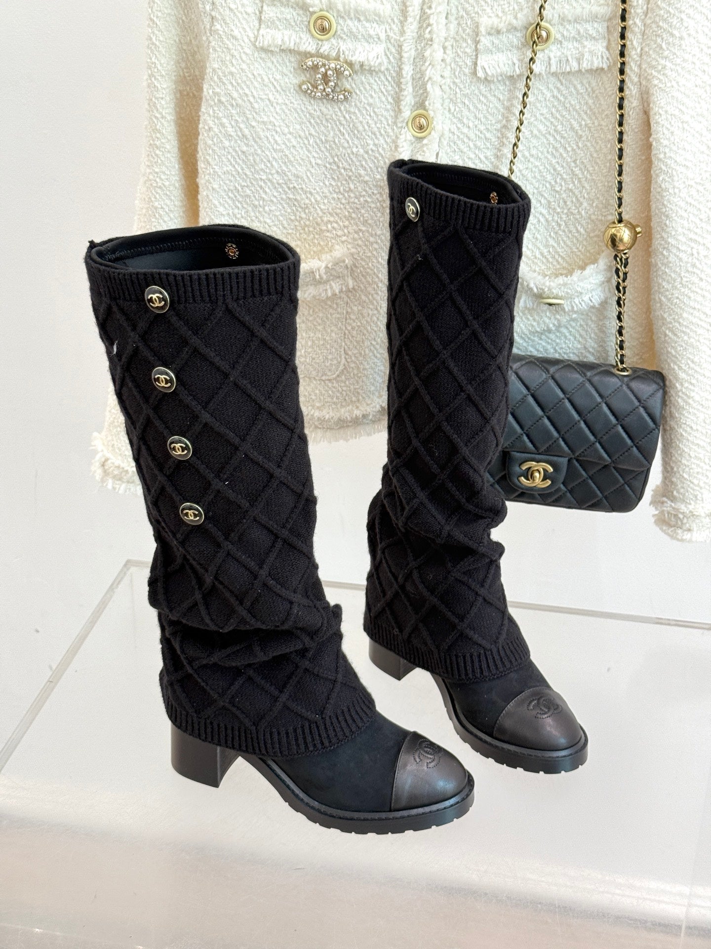 Chanel 25K Color-block Knit Sock Boots – Autumn/Winter Collection