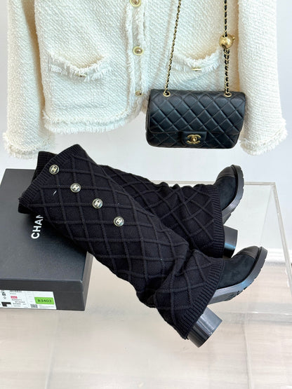 Chanel 25K Color-block Knit Sock Boots – Autumn/Winter Collection