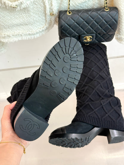 Chanel 25K Color-block Knit Sock Boots – Autumn/Winter Collection