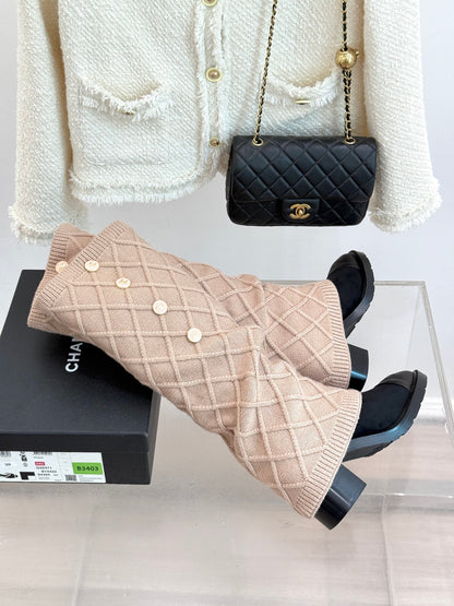 Chanel 25K Color-block Knit Sock Boots – Autumn/Winter Collection
