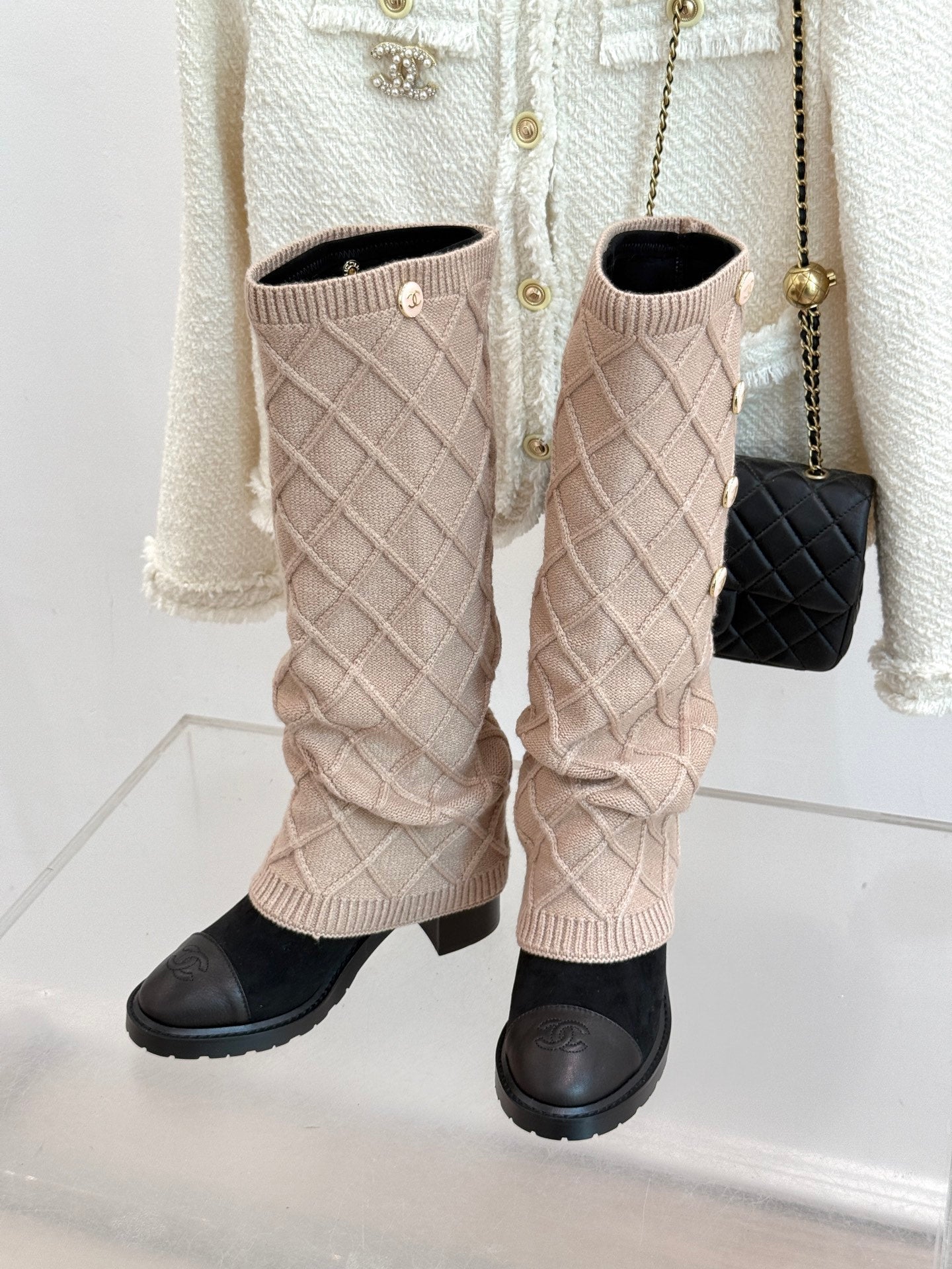 Chanel 25K Color-block Knit Sock Boots – Autumn/Winter Collection