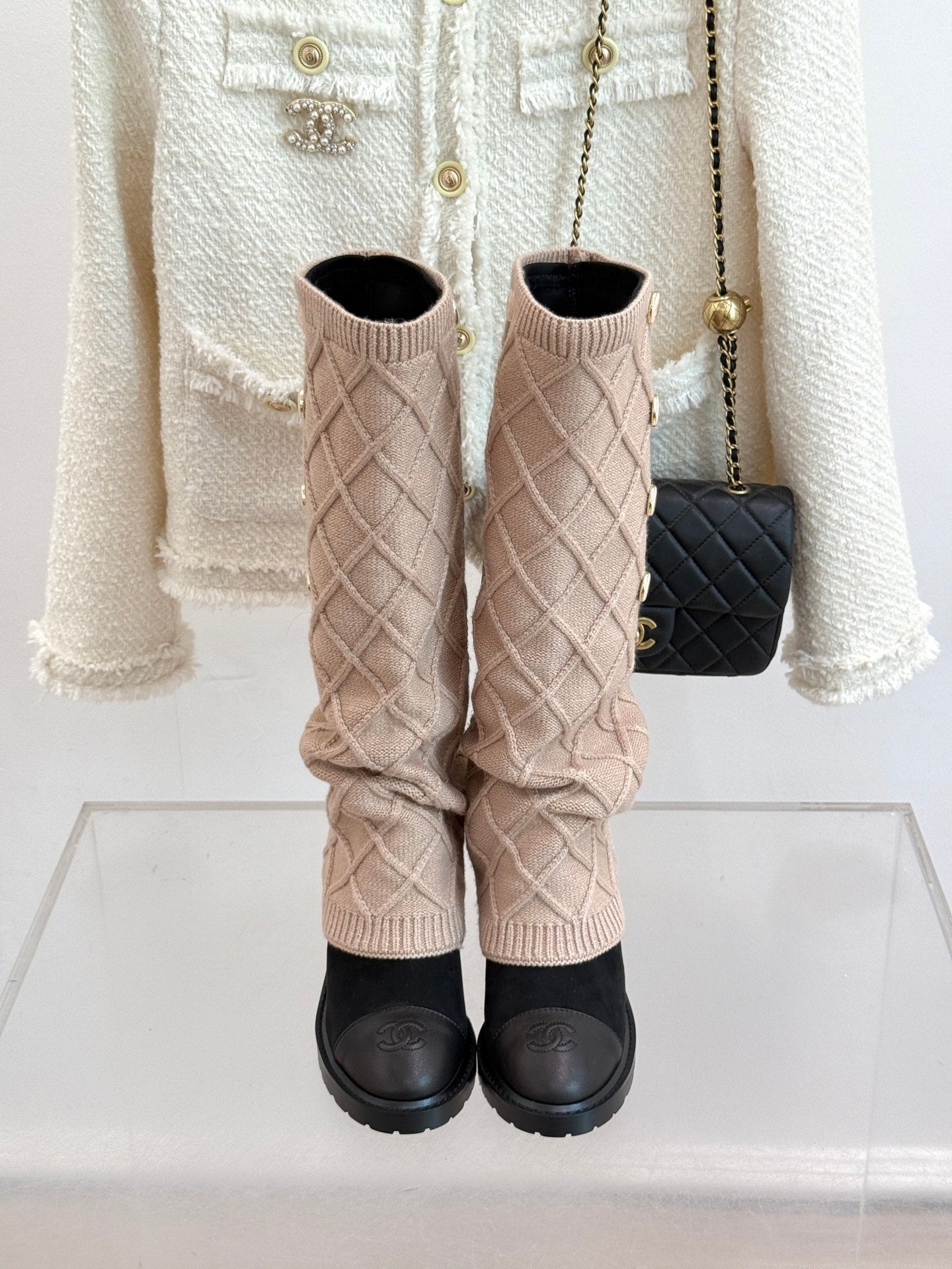 Chanel 25K Color-block Knit Sock Boots – Autumn/Winter Collection