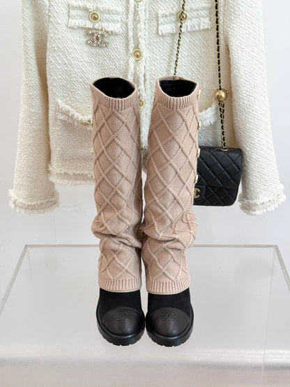 Chanel 25K Color-block Knit Sock Boots – Autumn/Winter Collection