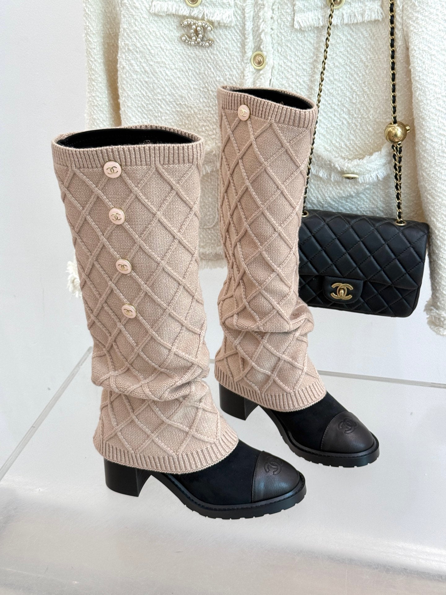 Chanel 25K Color-block Knit Sock Boots – Autumn/Winter Collection
