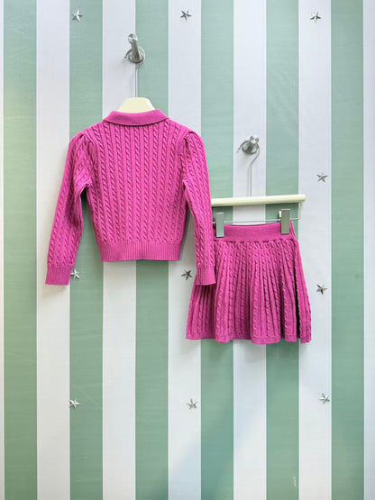 Ralph Lauren Girls' Knit Cardigan and Skirt Set – 2025SS