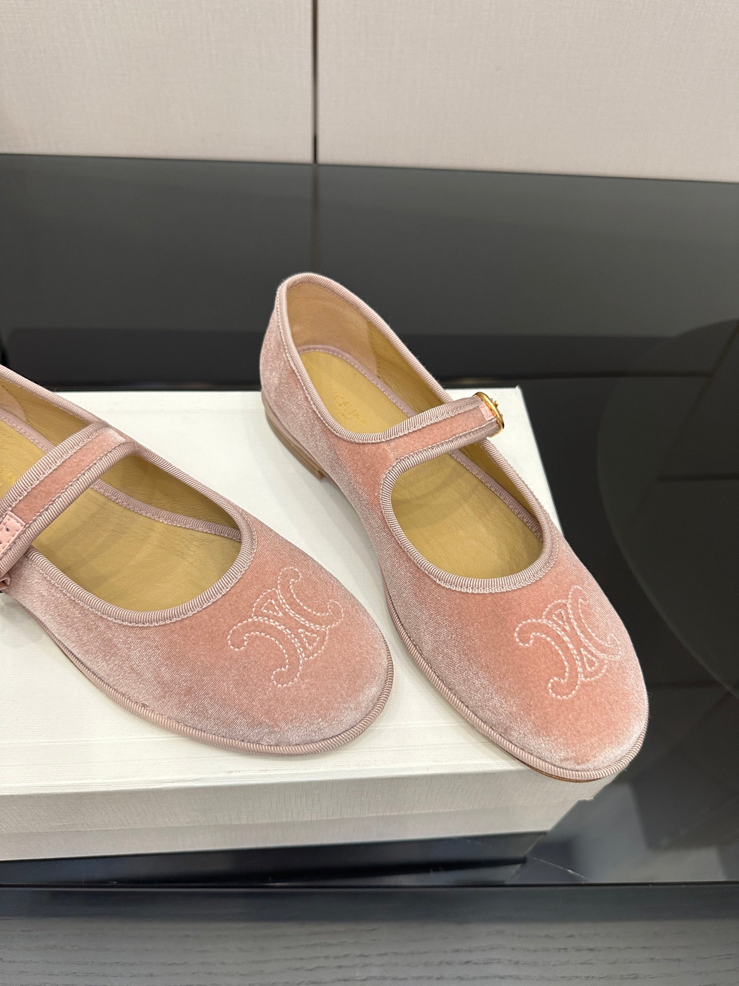 Celine Velvet Mary Jane Flats – 25 Collection