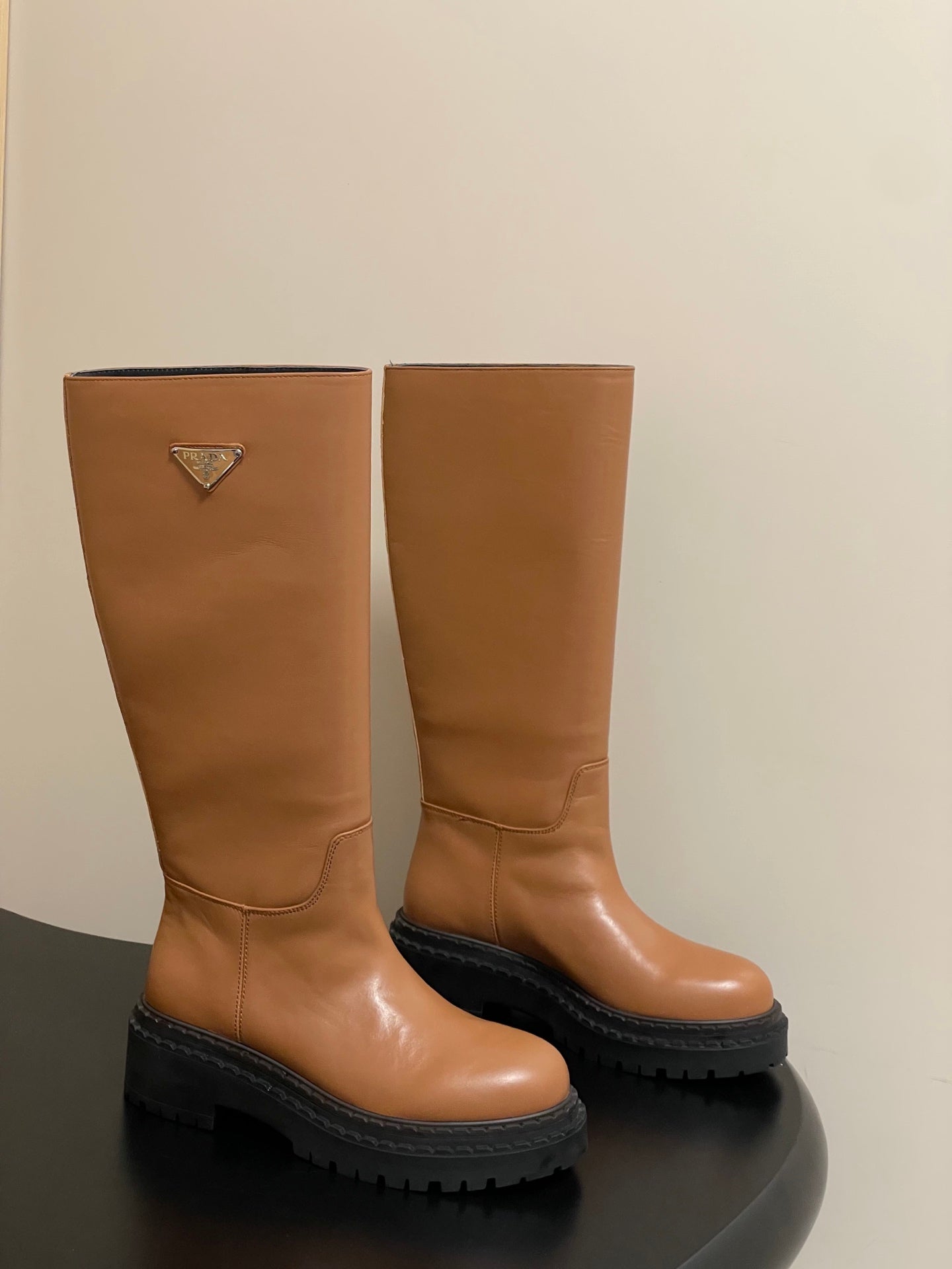 Prada Platform Leather Knight Boots – 25FW