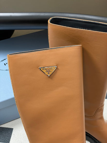 Prada Platform Leather Knight Boots – 25FW
