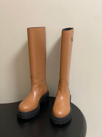 Prada Platform Leather Knight Boots – 25FW